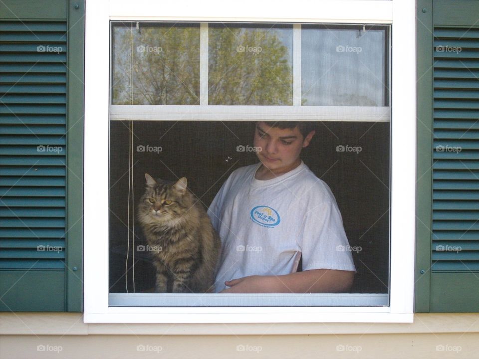 Boy with cat