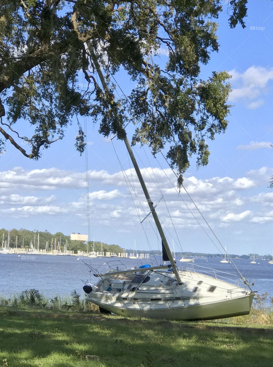 Run aground sailboat after storm