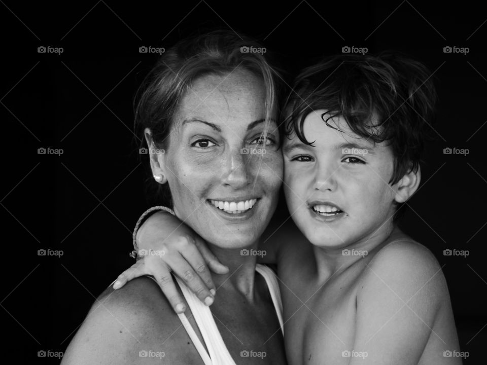 Portrait of a happy mother and son