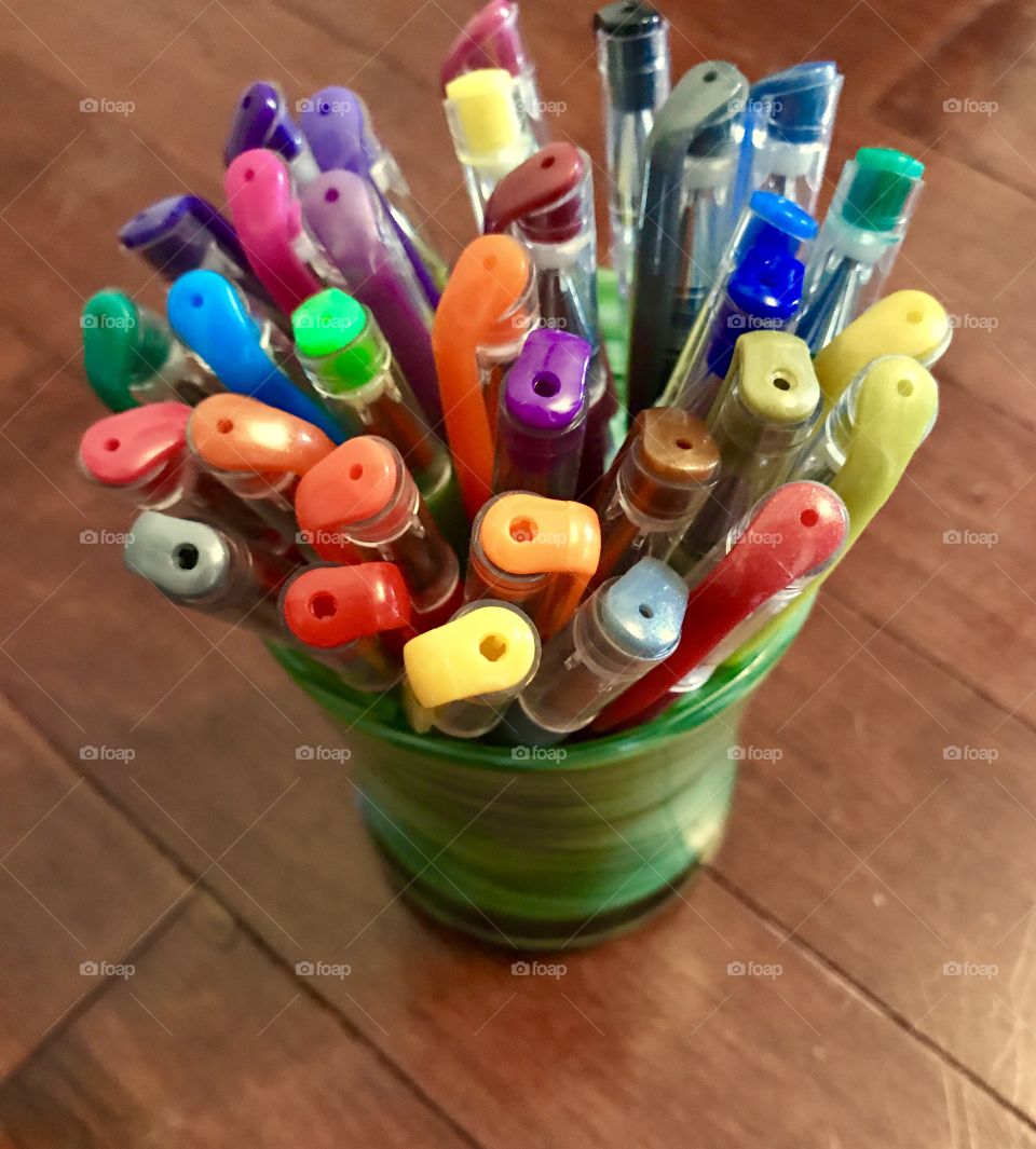 Colored Pens in Holder