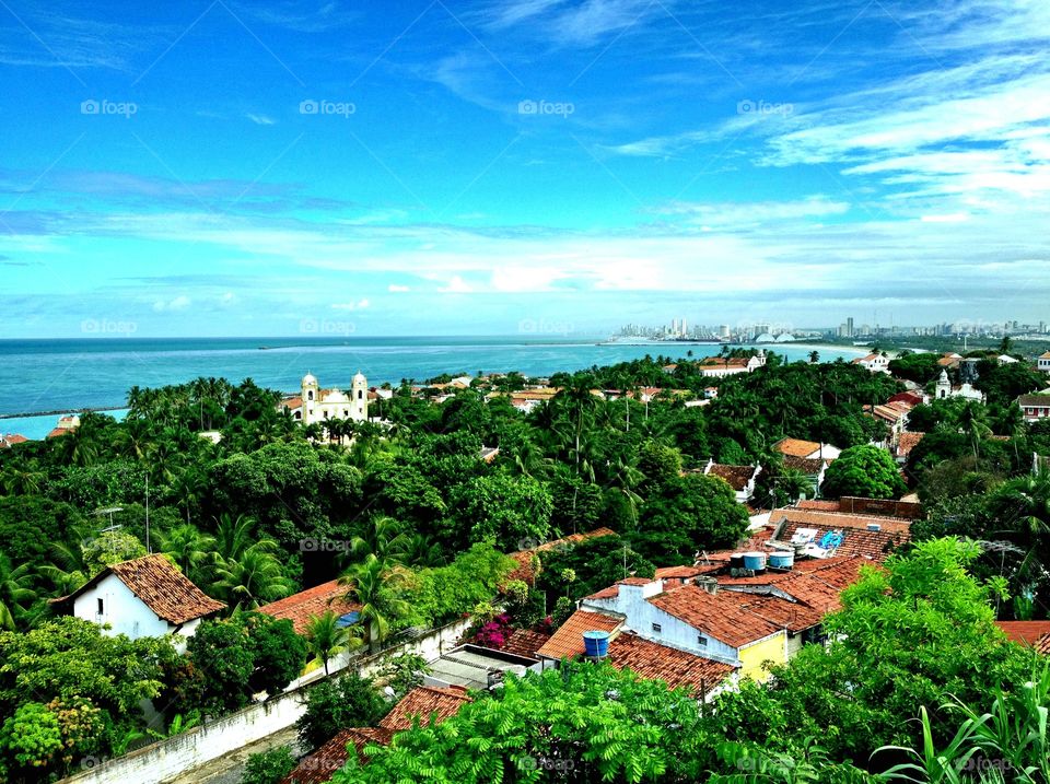 Olinda cityscape . Olinda city with Recife behind. 