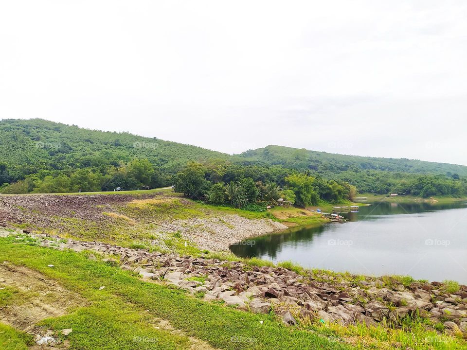 Beautiful lake view with mountains around