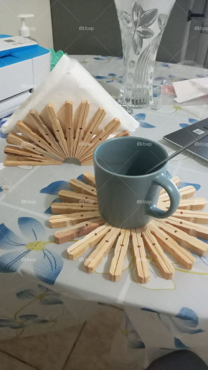 Take a break at my table, my work area. Join me for some coffee