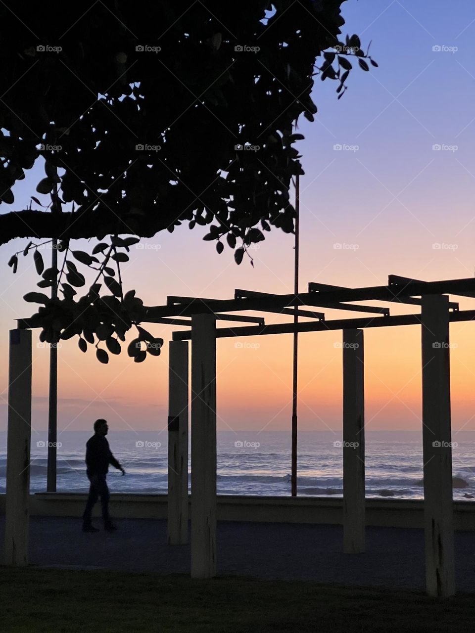 Beach view in the dusk in Póvoa de Varzim, Portugal 