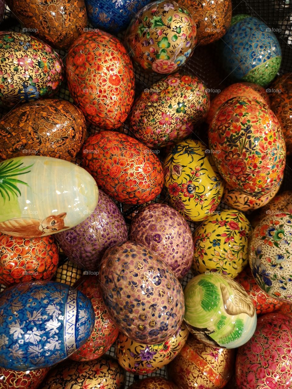 Colored and decorated eggs