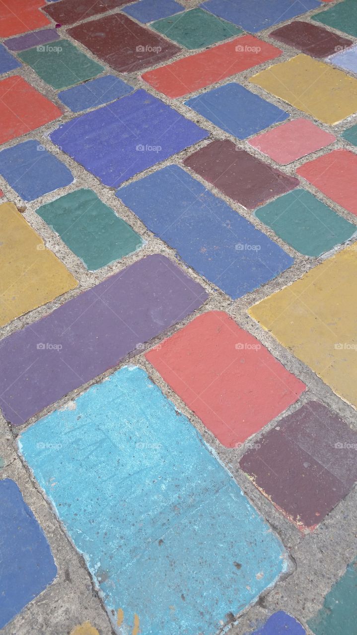 Pavement Colorful Uneven Tiles