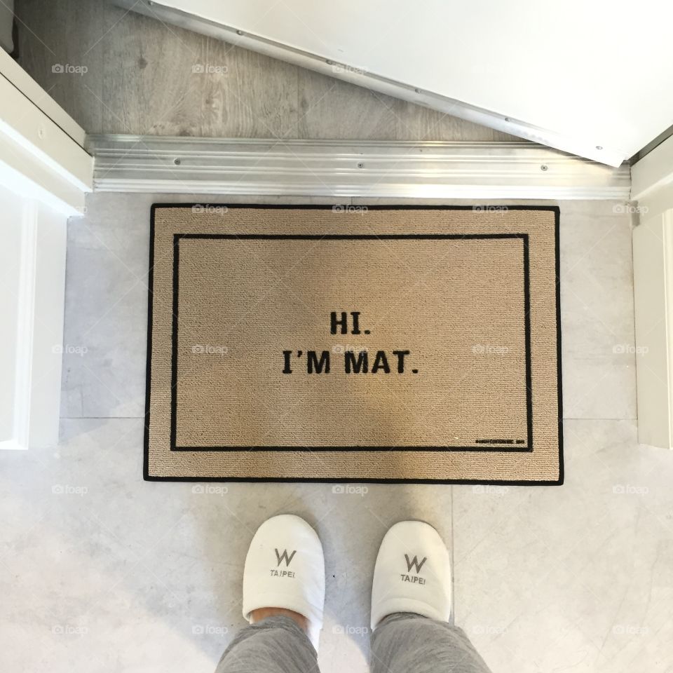 "Hi I'm Mat" funny doormat