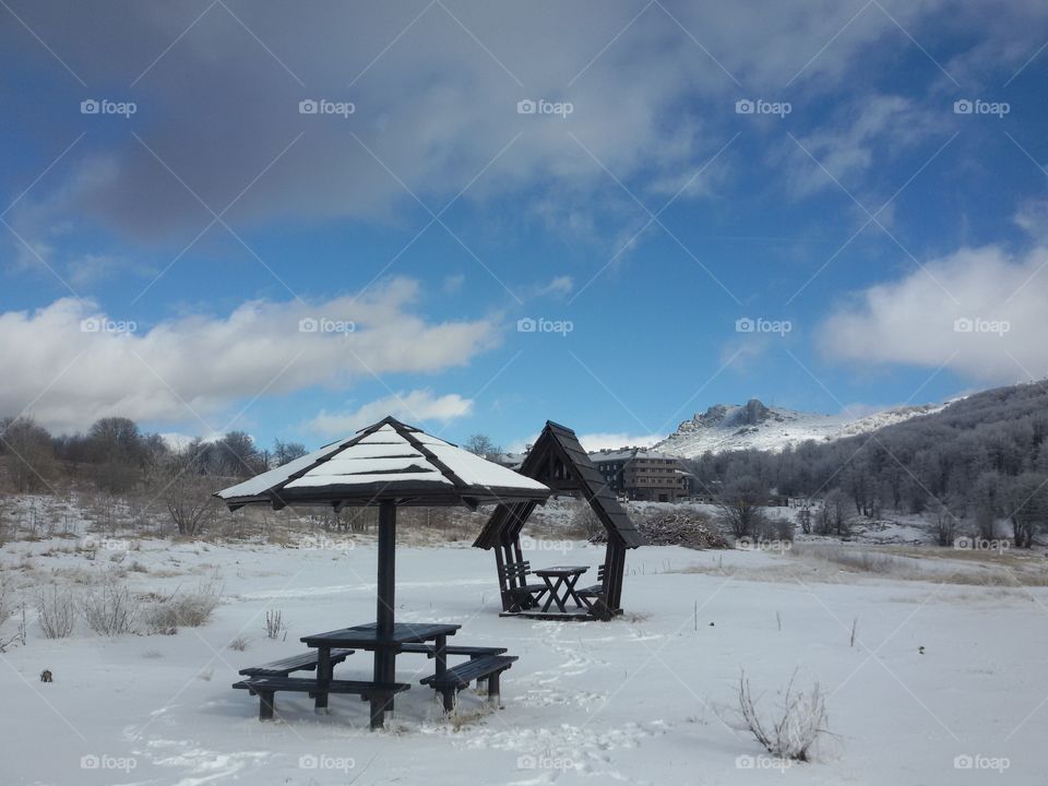 view of the mountain in winter