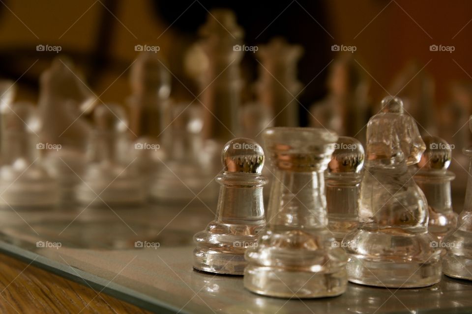 Chess game made out of glass