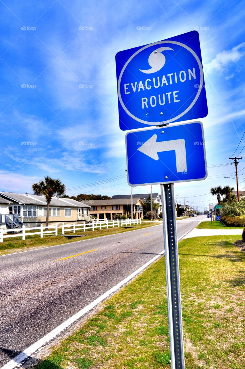 Hurricane evacuation route sign.