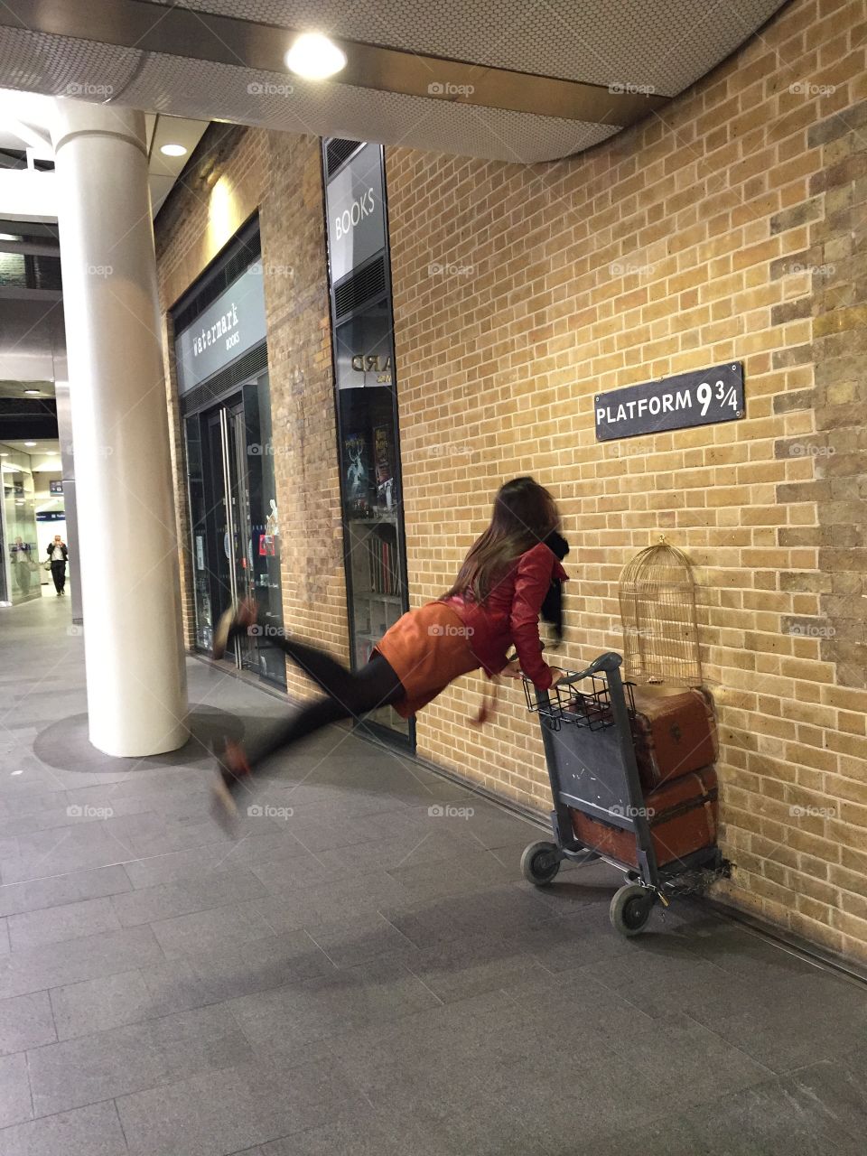 Platform 9 3/4. Harry Potter's path. London, 2015.