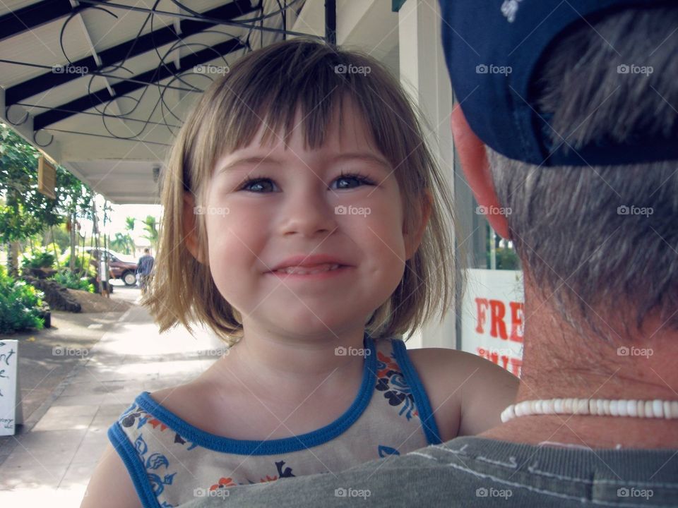 In Daddy's arms, strolling through the Big Island 