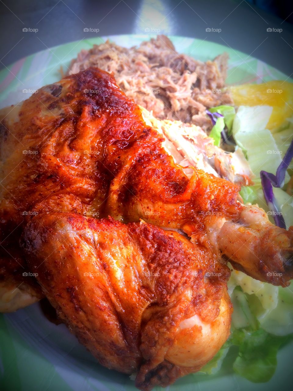 Traditional Huli Huli Chicken Hawaiian BBQ Food closeup plate homestyle comfort 