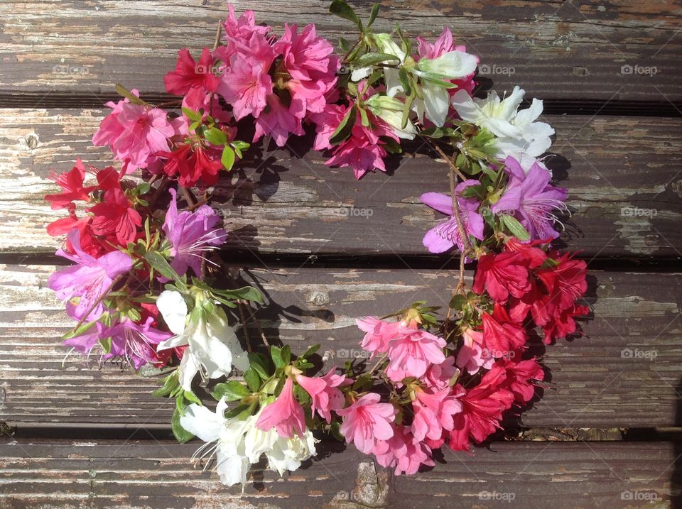 A photo of a handmade beautiful Spring flower crown.