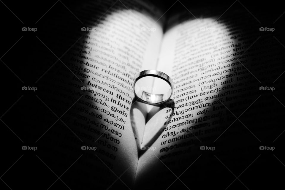 Lights and Shades. This picture was take in my room with the help of my mothers ring,dictionary,tourch light