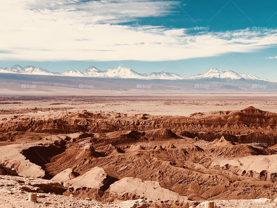 The Atacama desert from the top of a gorge