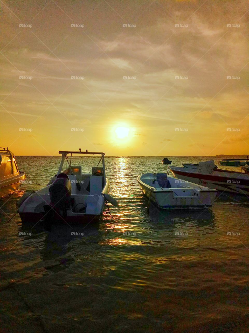 Boats in sunset