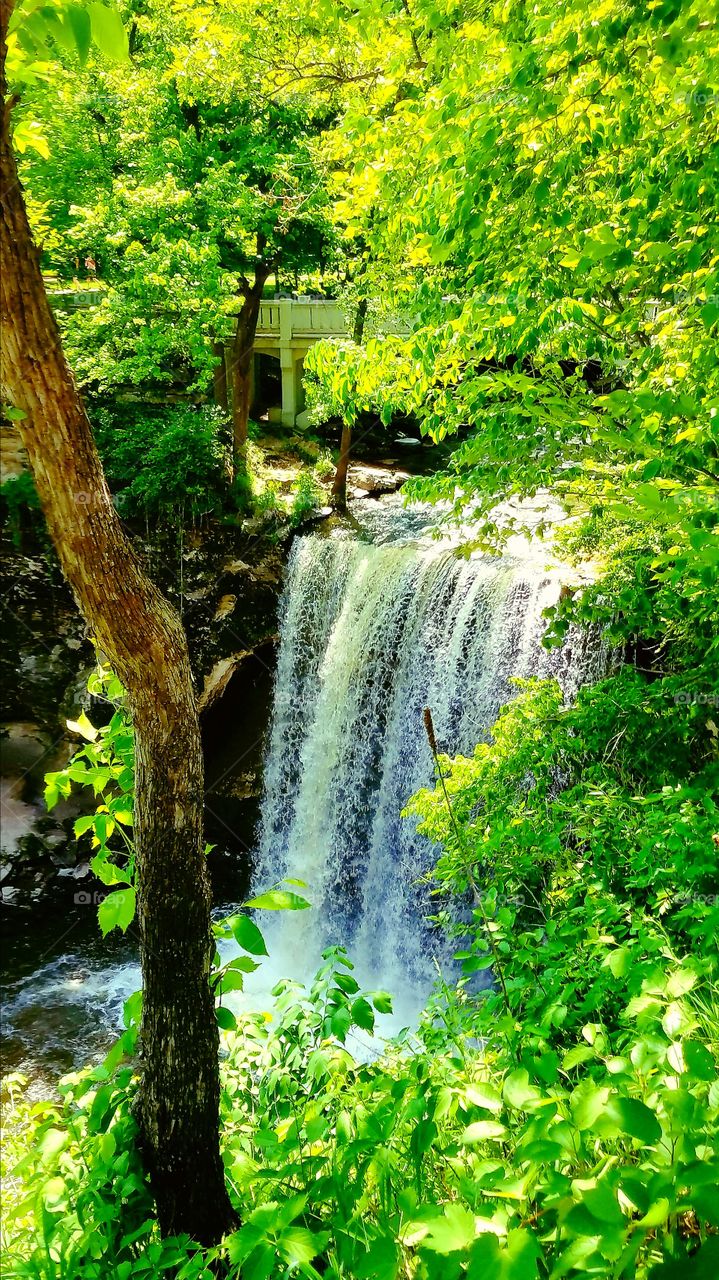 beautiful waterfall in Minnesota forest