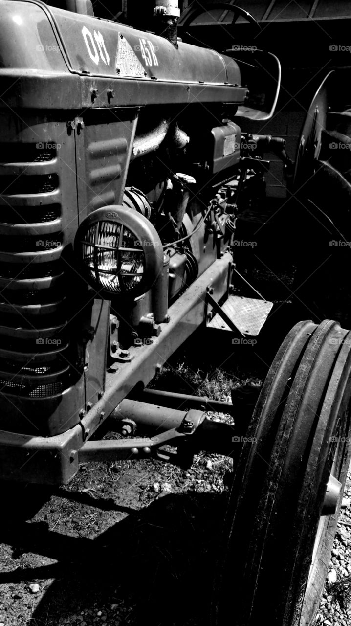 Black and White tractor