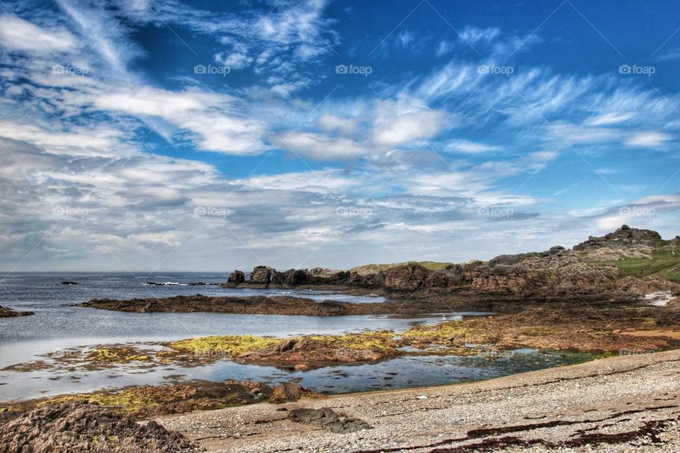 Scenic view of rocky beach