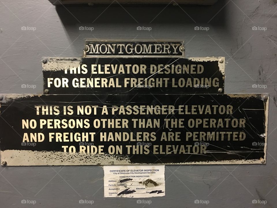 Freight Elevator Sign