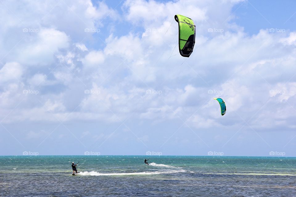 Kitesurfing in ocean 