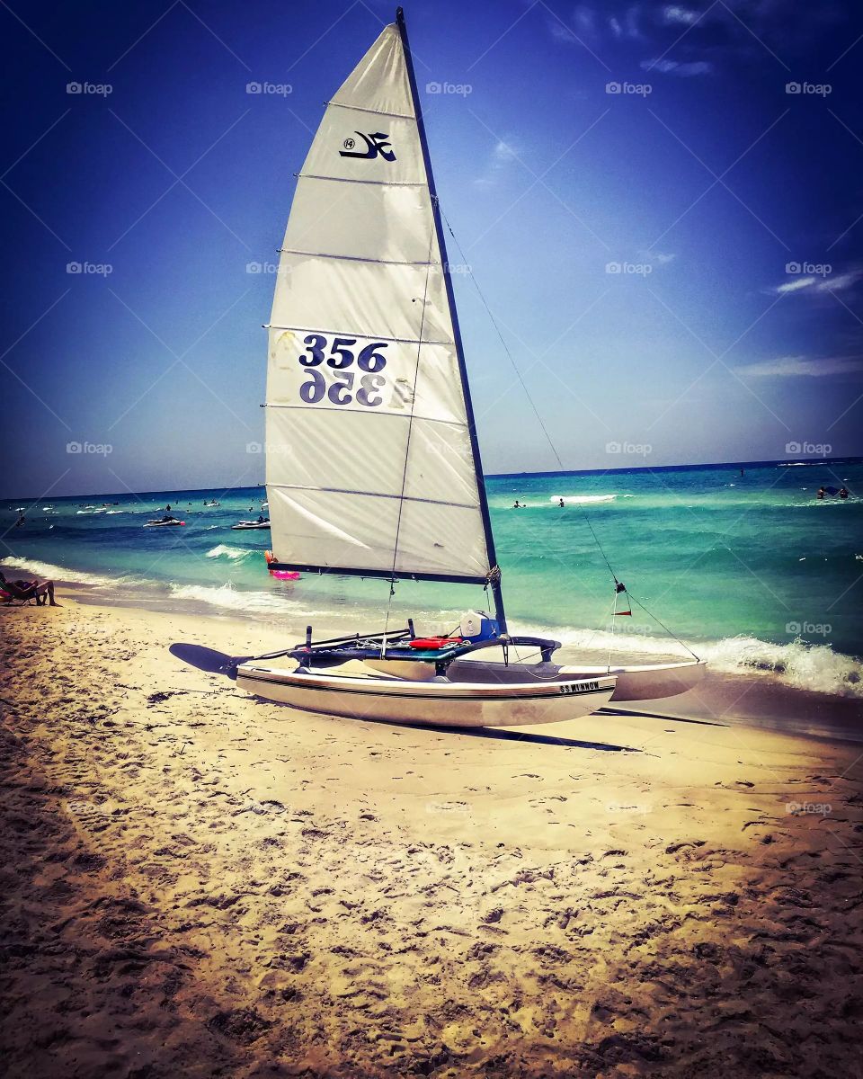 Sailboat land locked ready for it’s next excursion 