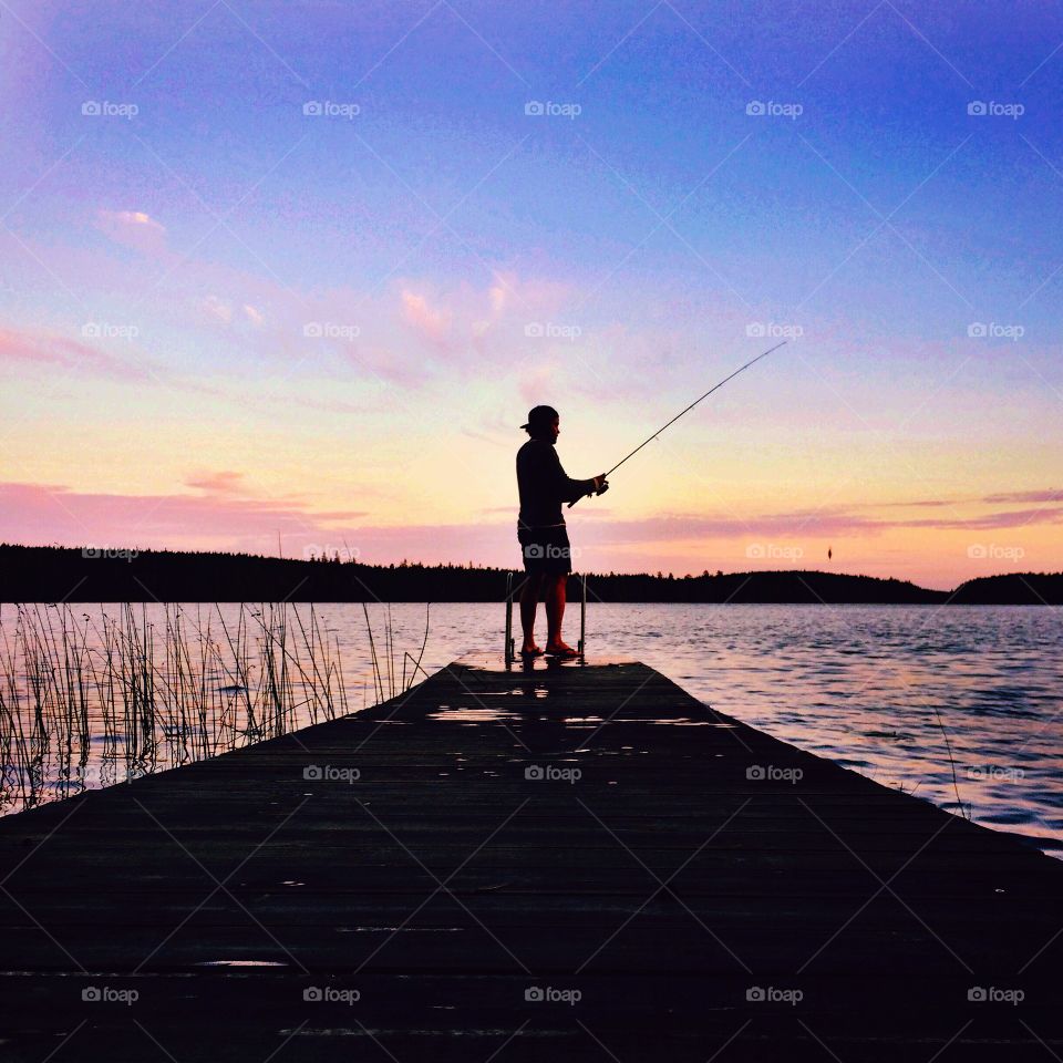 Midnight fishing in Sweden 