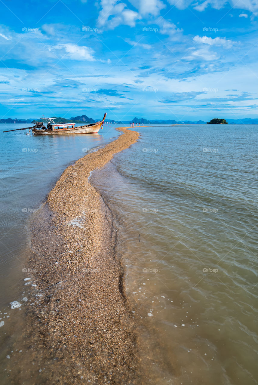 Beautiful unseen scene of long pier in sea at Thailand