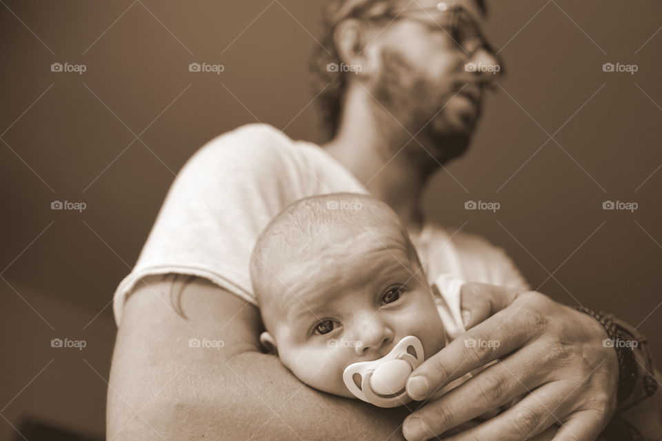 Young father with cute baby