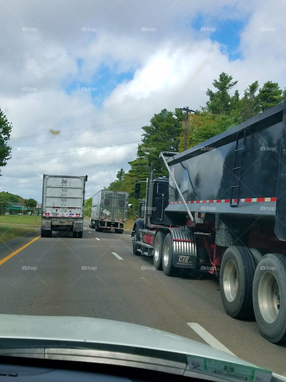 Big Rigs Blocking Both Road lanes