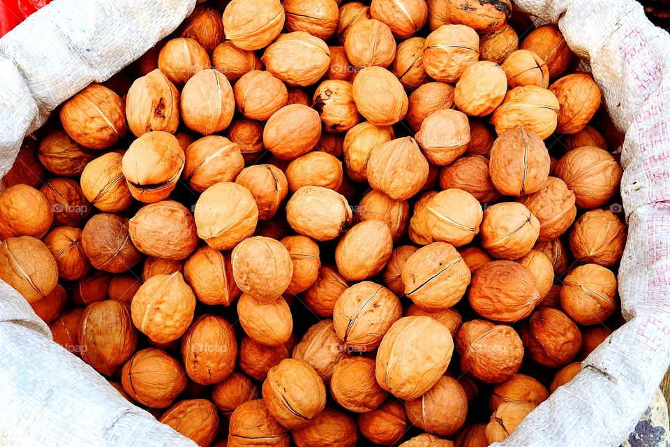Walnuts . A bag of walnuts. Photo taken in Yinchuan, Ningxia province.