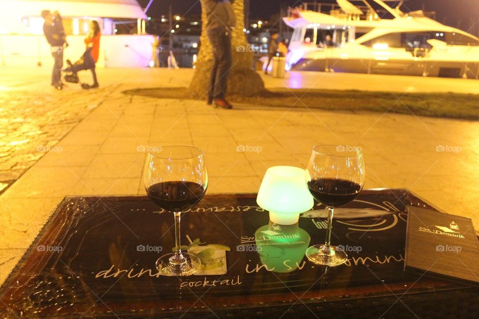 Evening, wine, Trogir