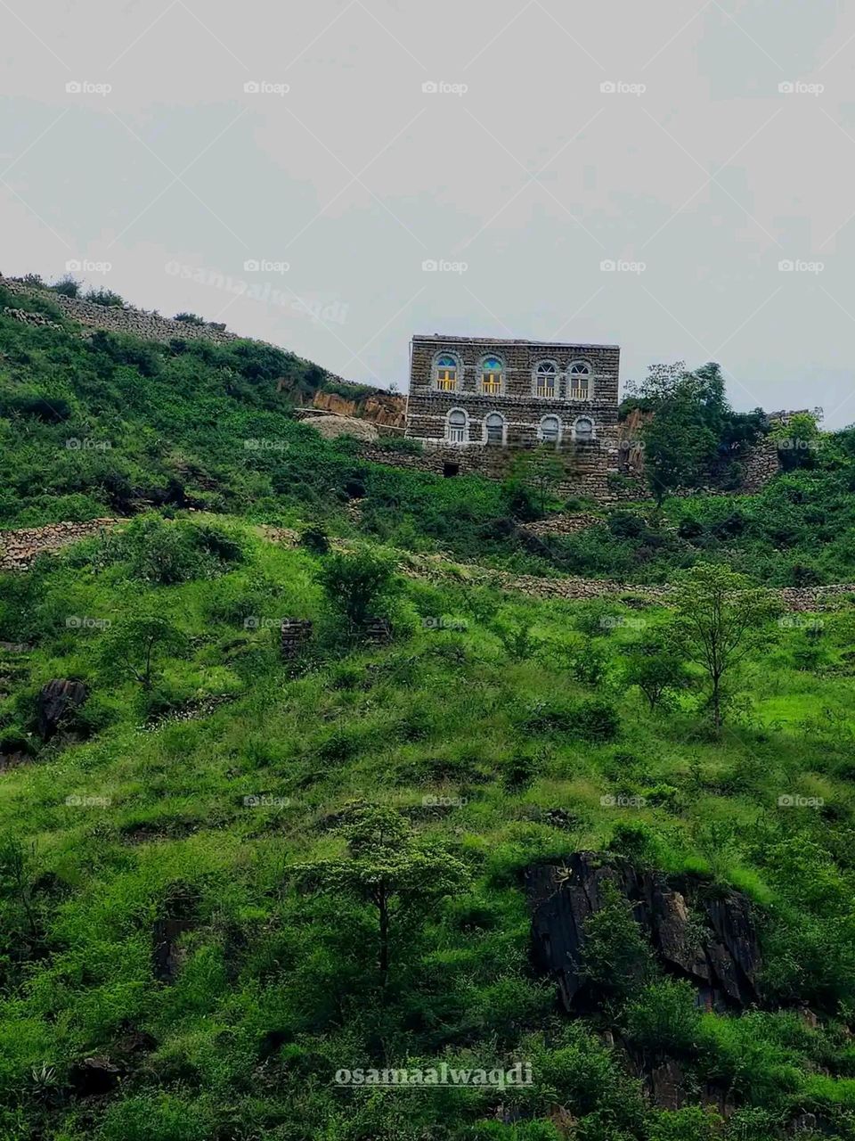 Glory be to God, the magnificent and picturesque view and the natural green trees are a view that is nothing more wonderful than it