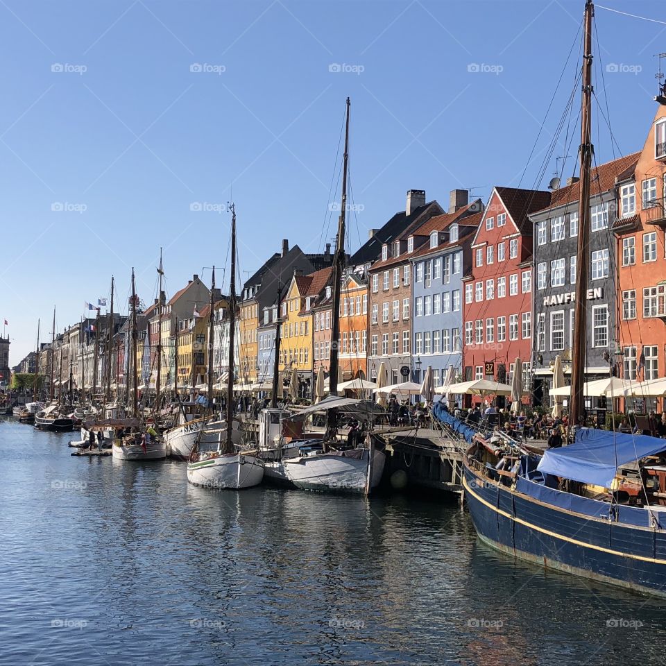 The colorful Nyhavn Canal district in Copenhagen, Denmark