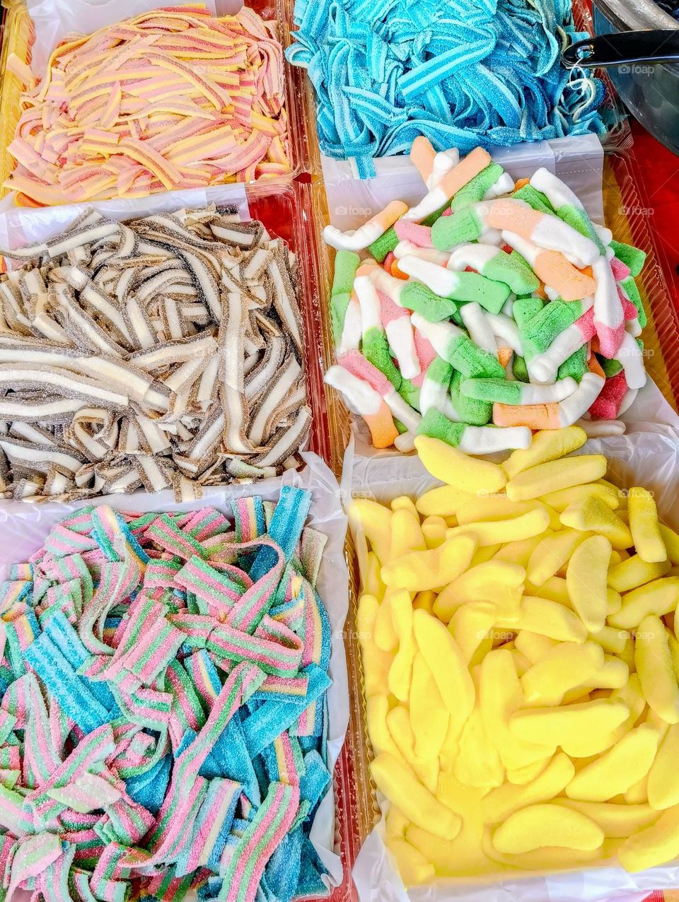 Assorted colorful Jelly candies on Display.
