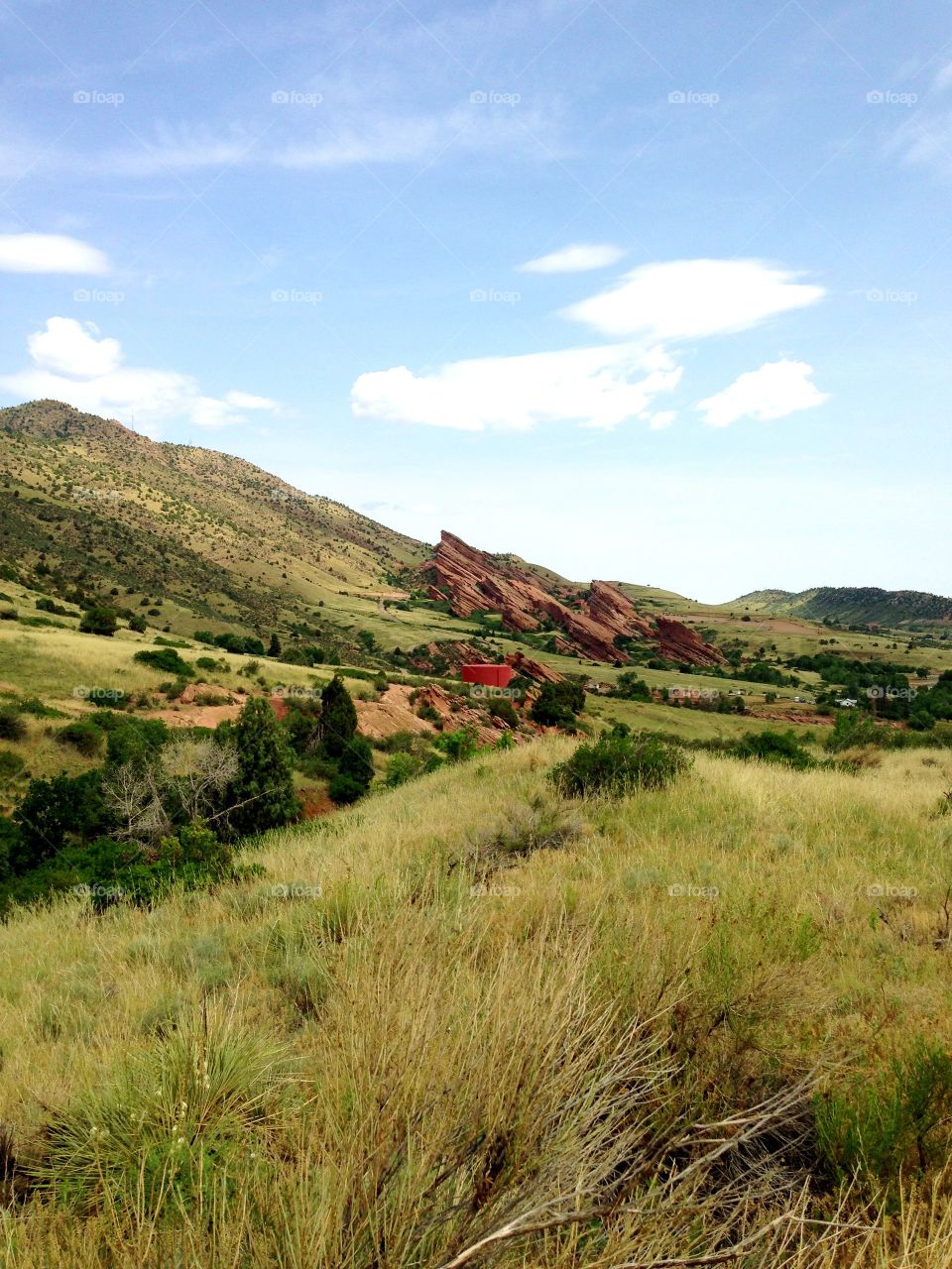 Natural Architecture . Red Rocks Amphitheater from a hiking trail nearby in Colorado. 
