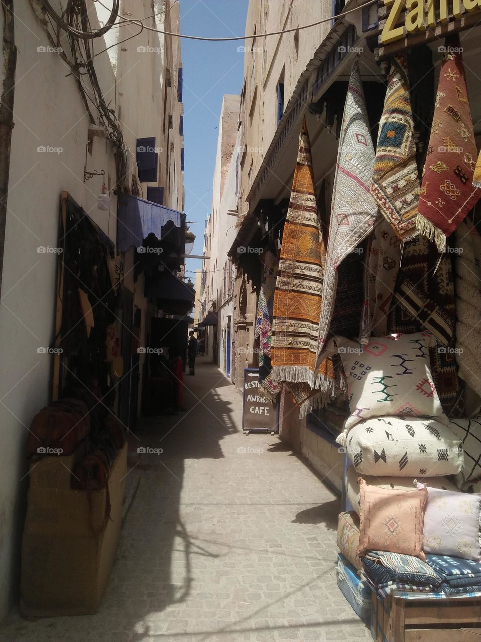 Ancient street at essaouira city in Morocco.