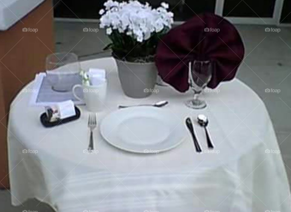 Quaint Dinner. A table that I set up for an outdoor function, advertising my business.