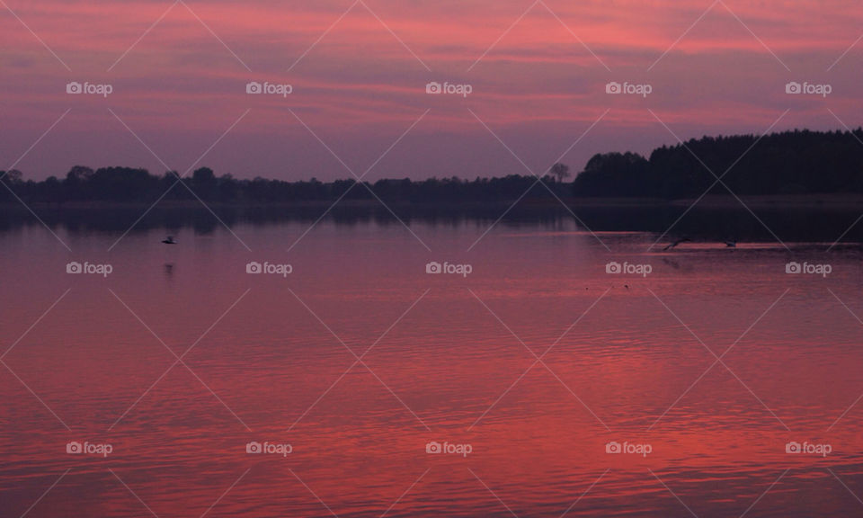 Beautiful sunset over polish lake. 💖💖