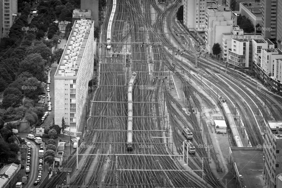 Train station in black and white