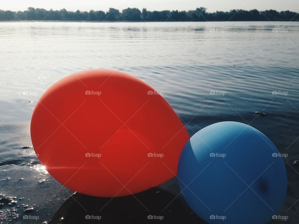 colorful balloons on the water