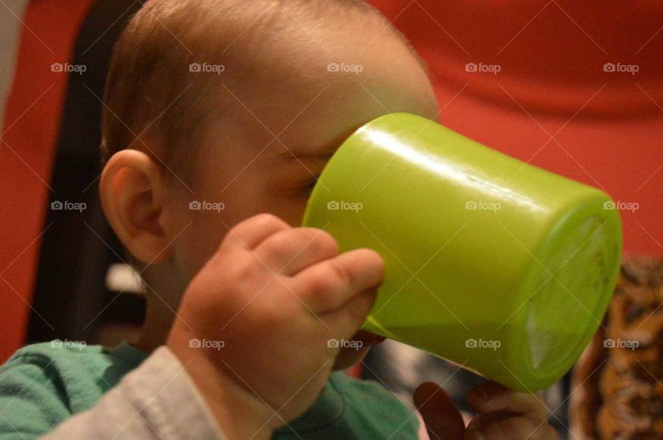 boy drinking tea