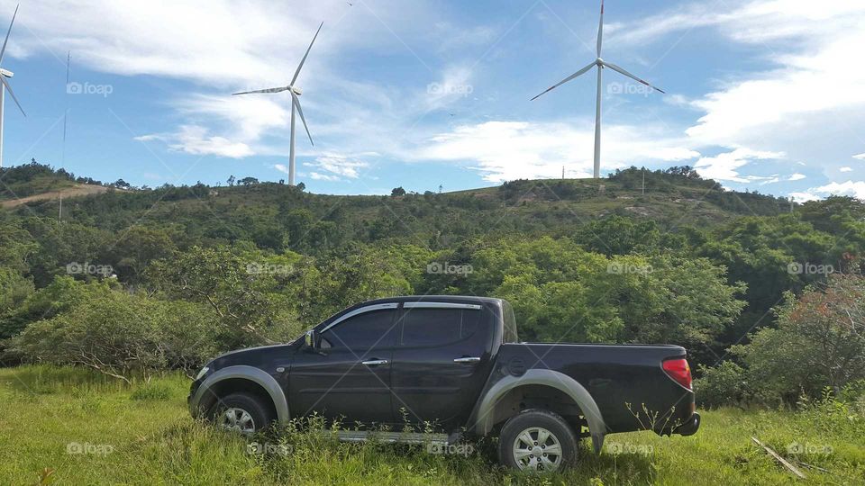 Eolica, viento, automovil, paisaje, naturaleza, cielo