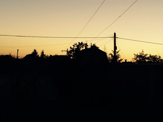 Silhouette, Sunset, Wire, Sky, No Person