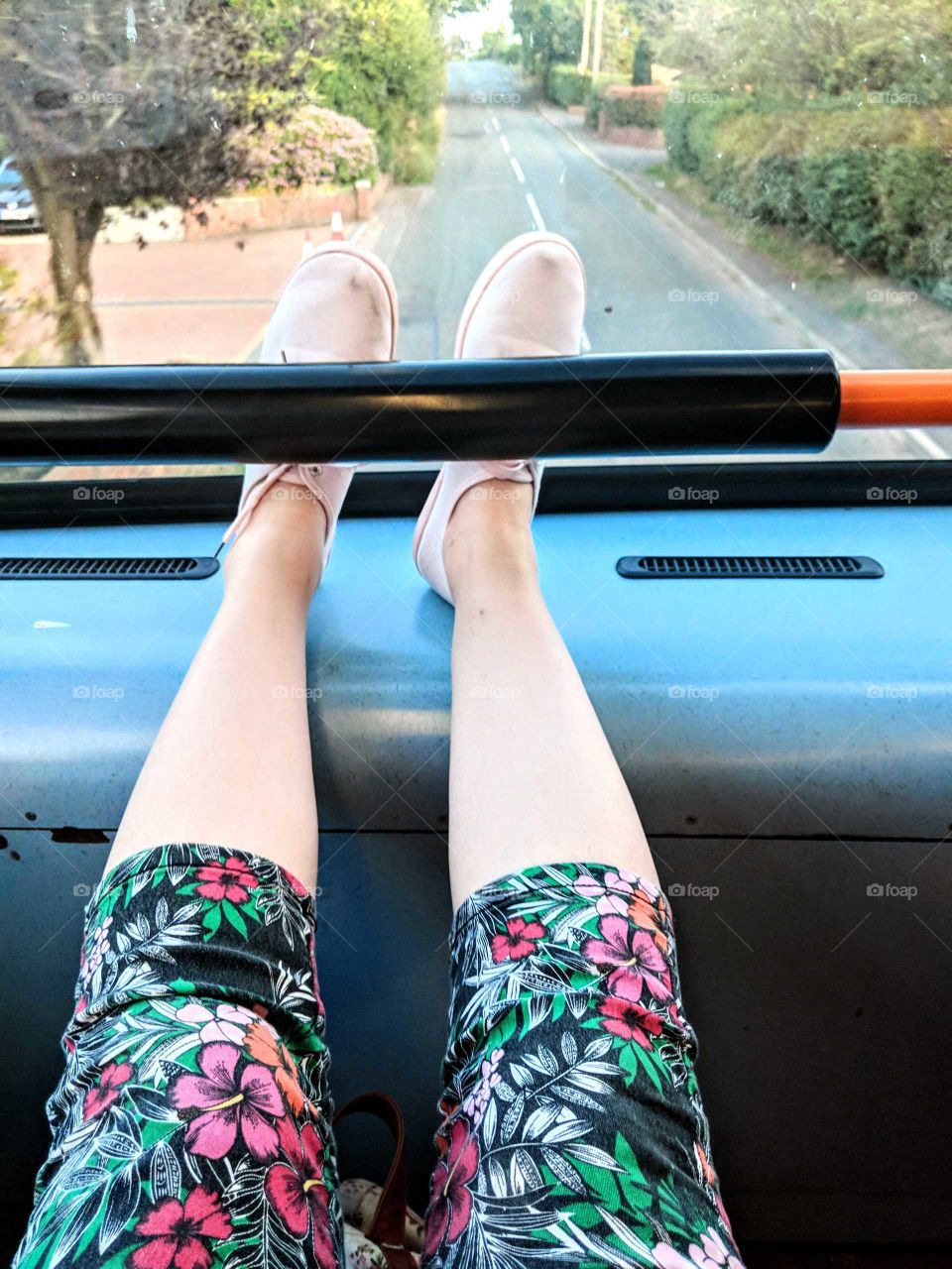It's always more fun to sit at the top of the bus and absorb the beautiful summer scenery!