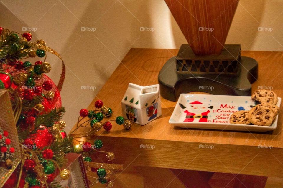 Milk and cookies. Milk and cookies left out for Santa. 