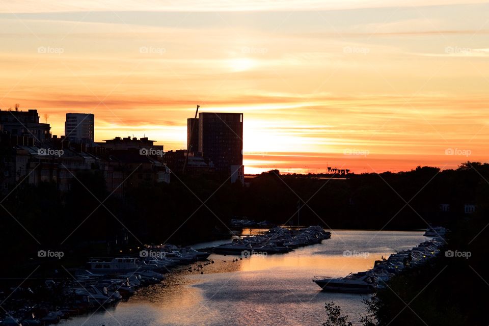 Sunset over Stockholm . Sunset over Stockholm 