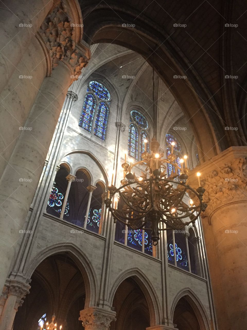 Inside cathedral Notre Dame Paris France 
