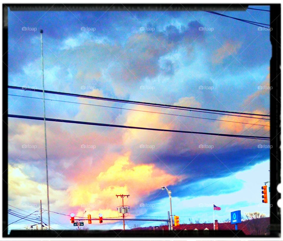 colorful Sky. driving through Jersey